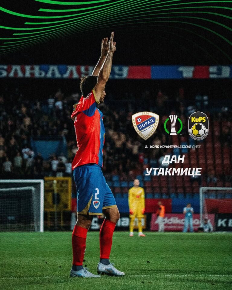 Vizual najave utakmice Borac – KuPS na Gradskom stadionu u Banjaluci.