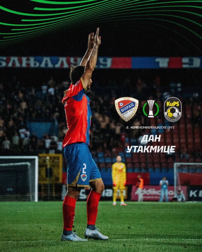 Vizual najave utakmice Borac – KuPS na Gradskom stadionu u Banjaluci.